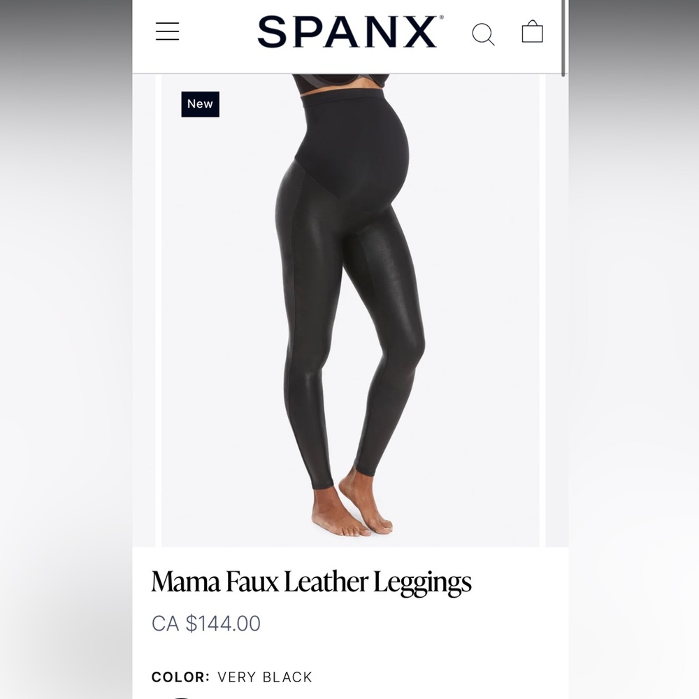 Spanx mama faux leather leggings black M (new / never worn)